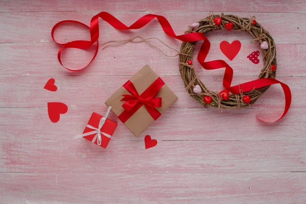 Happy Valentines Day love celebration in a rustic style isolated. — Stock Photo, Image