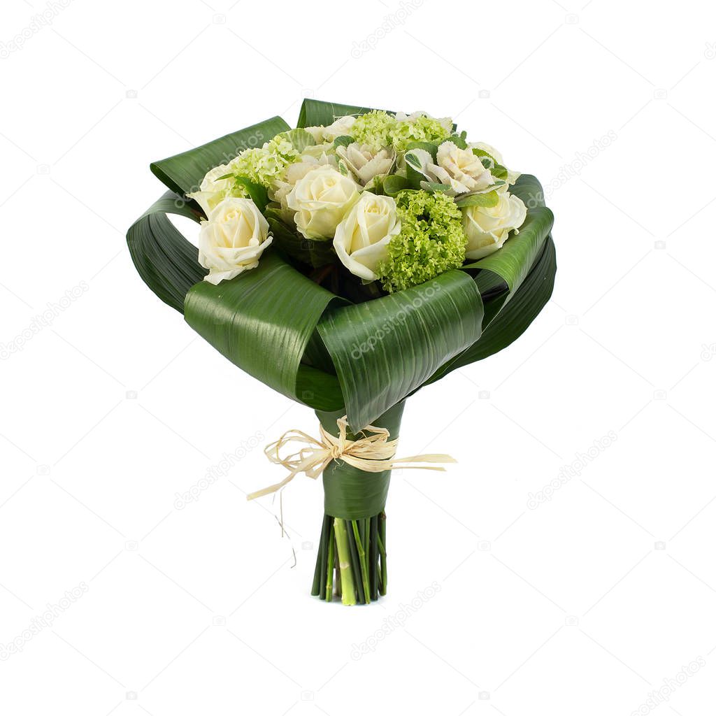 Bouquet with white roses style isolated.