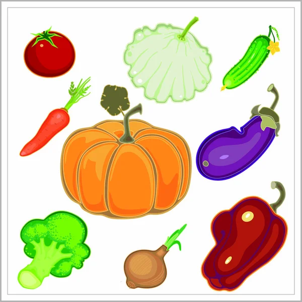 Bright autumn vegetables. — Stock Vector