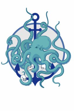 Ahtapot çapa ve kafatası ile