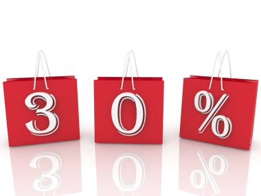 Yazıt 30 yüzdeleri ile alışveriş torbaları