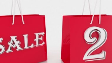 Yazıt satış ve 20 yüzdeleri ile alışveriş torbaları