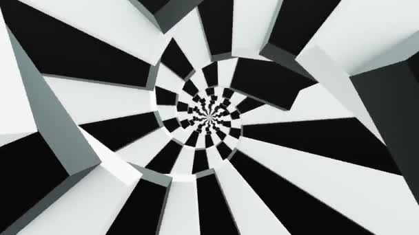 Escaleras giratorias en colores blanco y negro — Vídeo de stock
