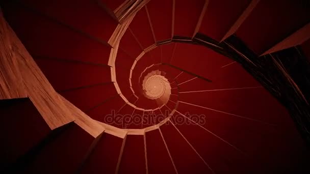 Koyu kırmızı döner merdiven — Stok video
