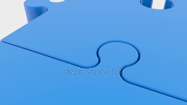 Moving puzzle pieces in blue — Stock Video