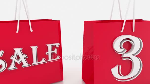 Shopping bag commoventi con iscrizione 35% — Video Stock