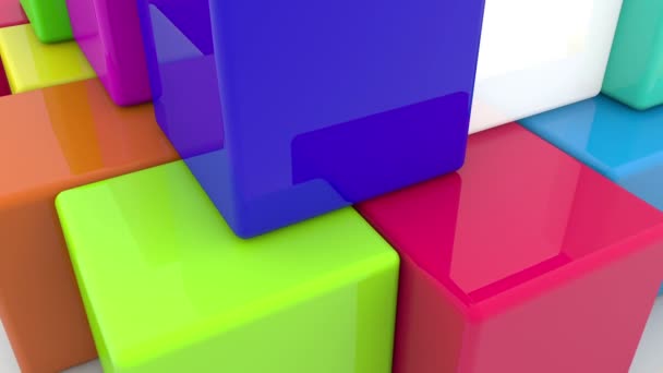 Pirámide de cubos de juguete en blanco — Vídeos de Stock