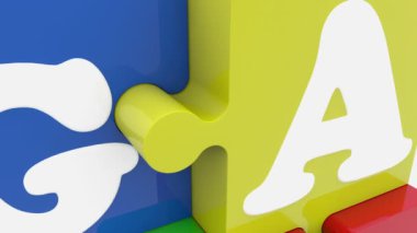 Puzzle parçaları ile beyaz yazıt oyunu