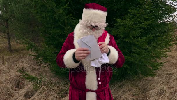 Santa Claus checking letters — Stock Video