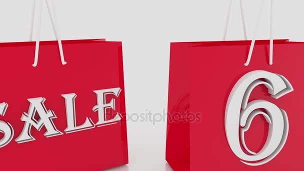 Shopping bag con iscrizione 65 per cento — Video Stock