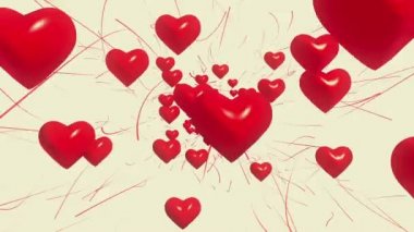 Beyaz uçan kırmızı Kalpler