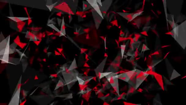 Triangoli girevoli in bianco e rosso su nero — Video Stock