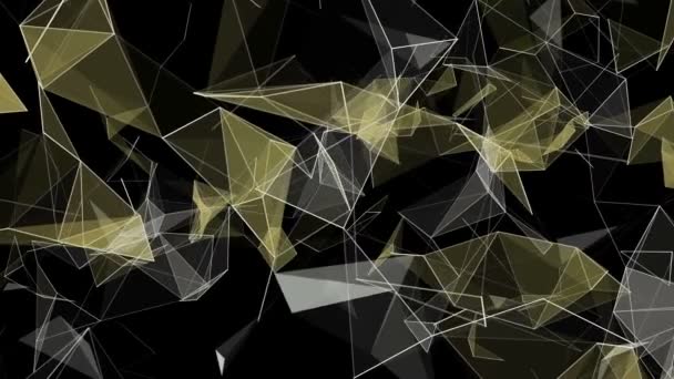 Triangles abstraits de couleur jaune sur noir — Video