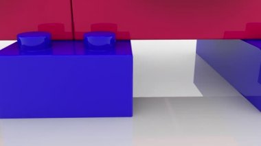 Beyaz üzerinde yığılmış oyuncak tuğla yakın çekim