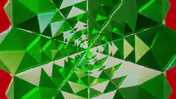 Kaleidoscope tunnel in green color — Stock Video