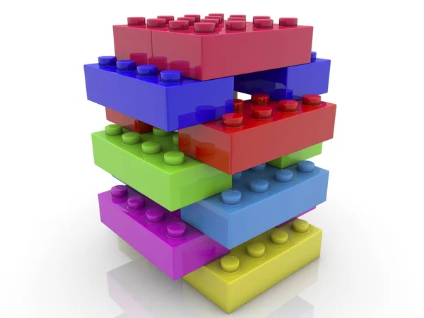 Toy bricks stacked on white — Stock Photo, Image