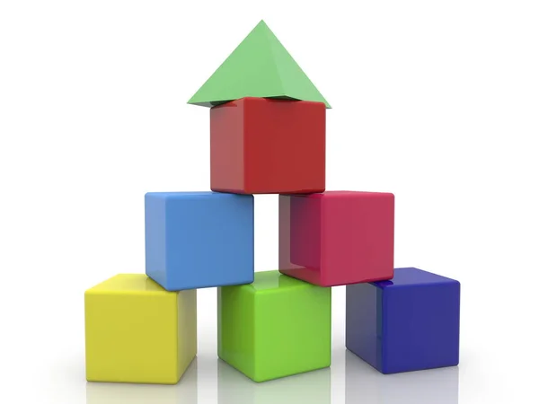 Pirámide de cubos de juguete con techo en la parte superior — Foto de Stock