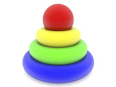 Oyuncak yüzük beyaz üzerine çeşitli renklerde