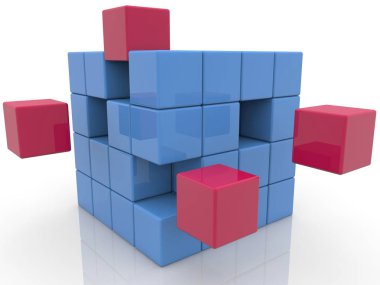 Boş alanlar ile mavi küp