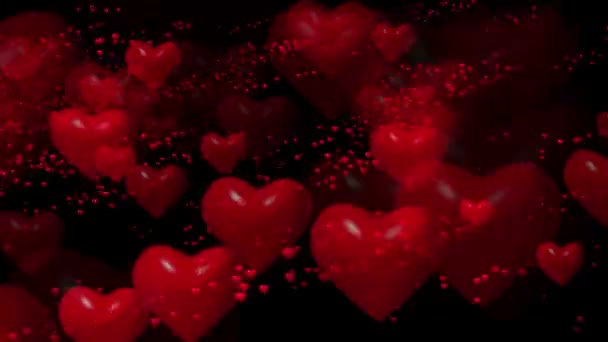 Coeurs rouges volants dans les milieux 