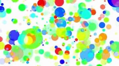 Beyaz üzerine çeşitli renklerde hareketli daireler 