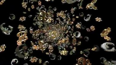 Gevşek dolar ve euro işaretleri siyah 