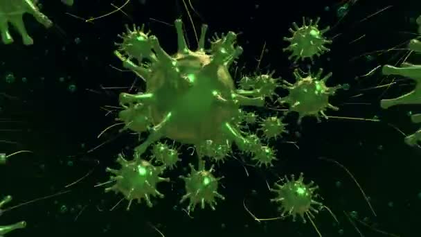 Viruses in green on black — Stock Video