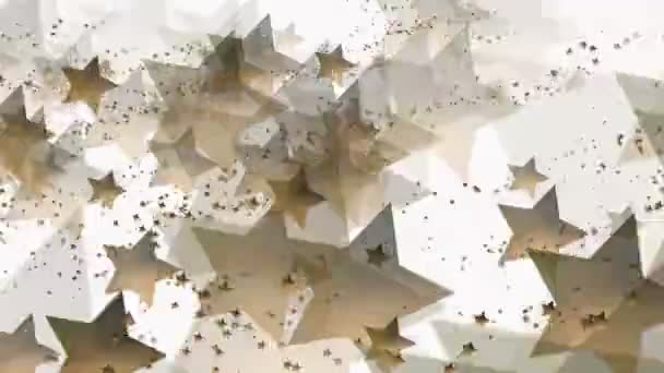 Estrelas voadoras na cor dourada no branco — Vídeo de Stock