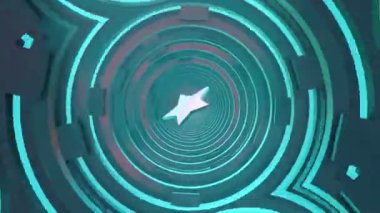 Orta mavi renkli yıldız uçan ile tünel 