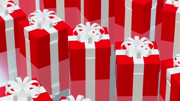 Righe di scatole regalo in colore rosso — Video Stock