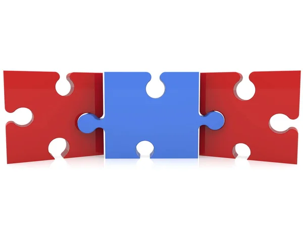 Three pieces of puzzle on white — Stock Photo, Image