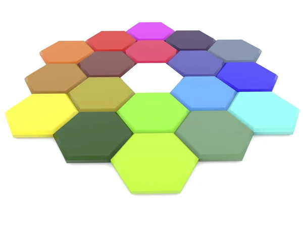 Polygones en différentes couleurs sur blanc — Photo