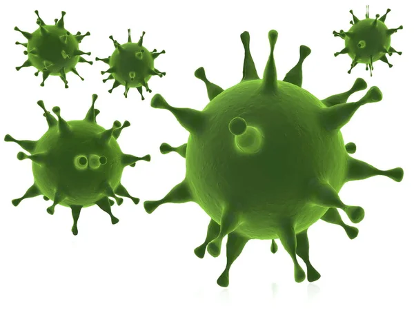 在白色绿色病毒 — 图库照片