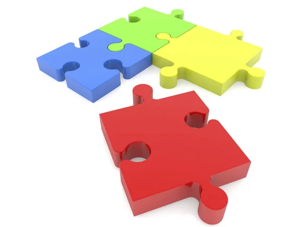 Four puzzle pieces on white — Stock Photo, Image