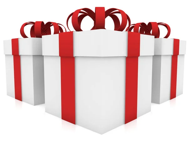 Tres cajas de regalo para blanco —  Fotos de Stock