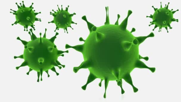 Viruses in green color on white — Stock Video