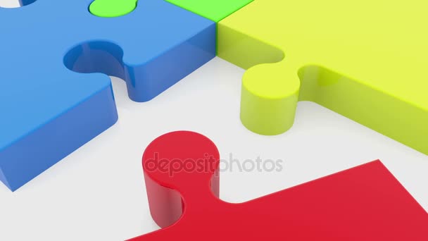 Vier Puzzleteile im Hintergrund — Stockvideo