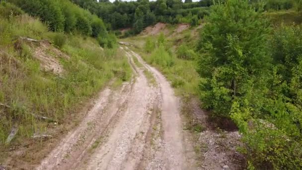 Вид на движущуюся камеру на сельской дороге — стоковое видео