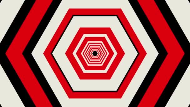 Heksagon abstrak berwarna merah, hitam dan putih — Stok Video