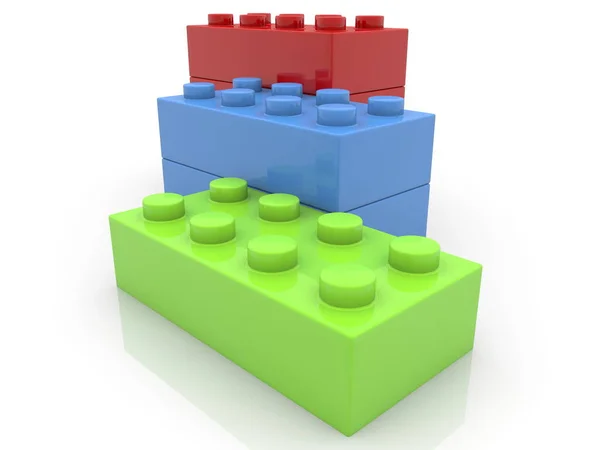 Toy bricks stacked in row — Stock Photo, Image