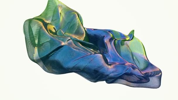 Objeto ondulante abstracto en azul y verde sobre blanco — Vídeo de stock