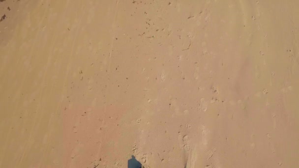 Travailleur assis sur le sable vue du dessus 