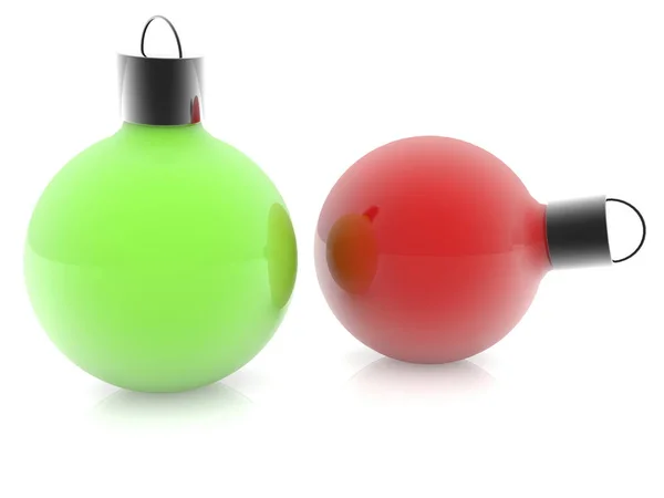 Kerstversiering in groene en rode kleuren — Stockfoto
