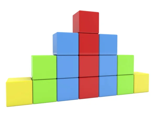 Pyramide aus Spielzeugwürfeln in verschiedenen Farben — Stockfoto