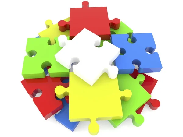 Stacked on top of each other puzzle pieces — Stock Photo, Image