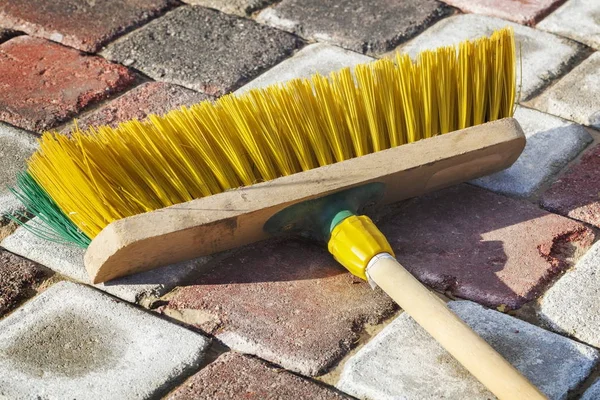 Pinsel auf Pflastersteinen — Stockfoto