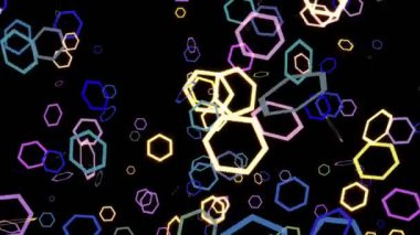 Siyah üzerine düşen çokgenler