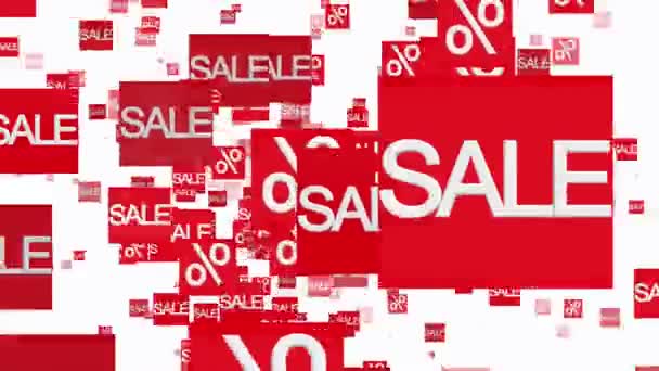 Rows of sale and percent in red on white color — Stock Video