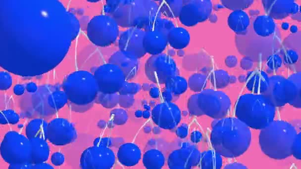 Вращающиеся вишни голубого цвета на розовом — стоковое видео