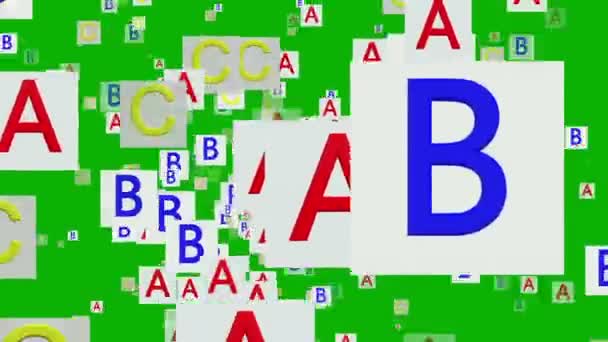 Rotierende Buchstaben auf Grün — Stockvideo